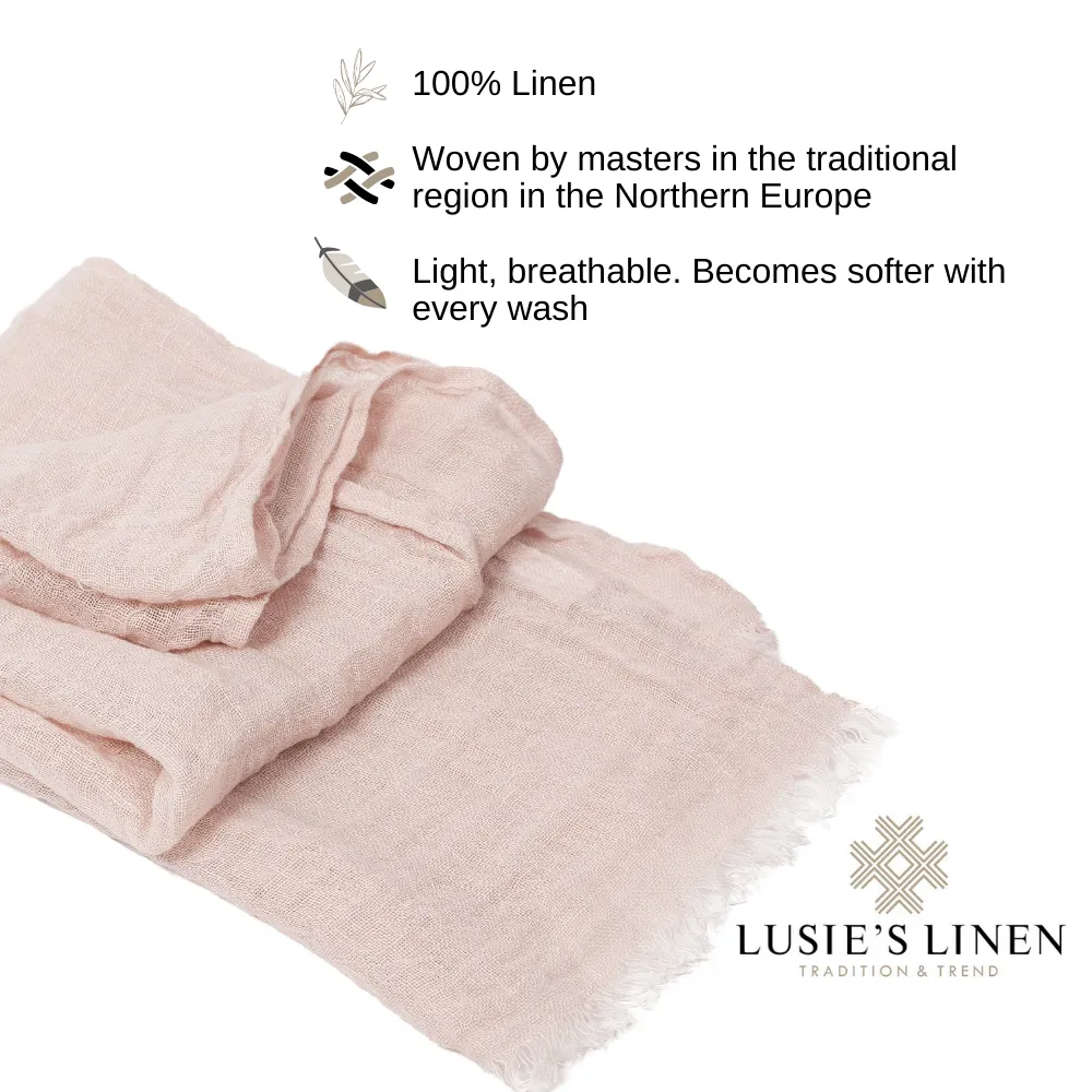 100% Linen Scarf - Pink