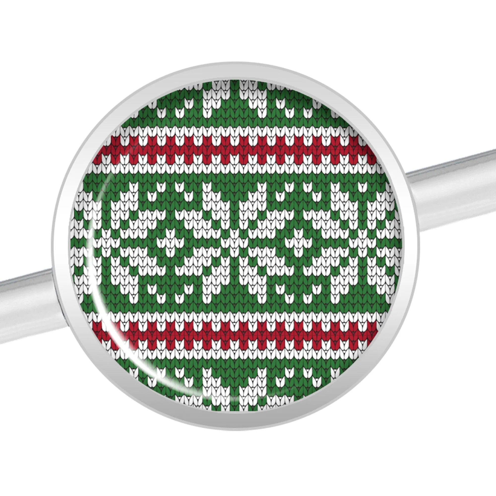 14 Gauge Green Red Christmas Sweater Industrial Barbell 37mm