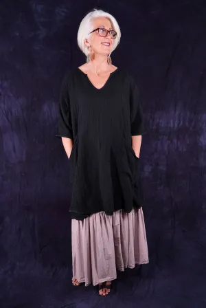 2309 Bliss Top Double Gauze Black-U