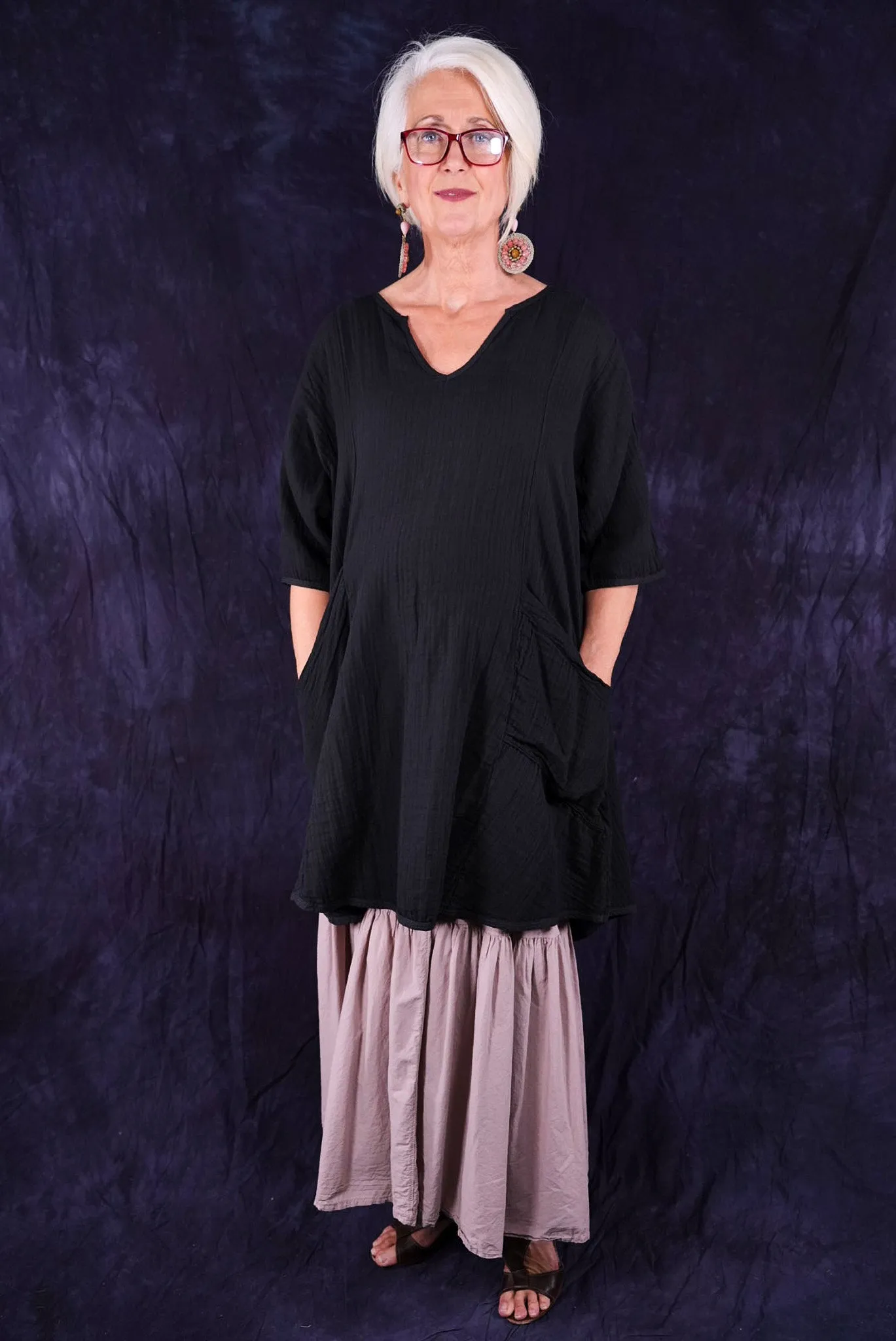 2309 Bliss Top Double Gauze Black-U