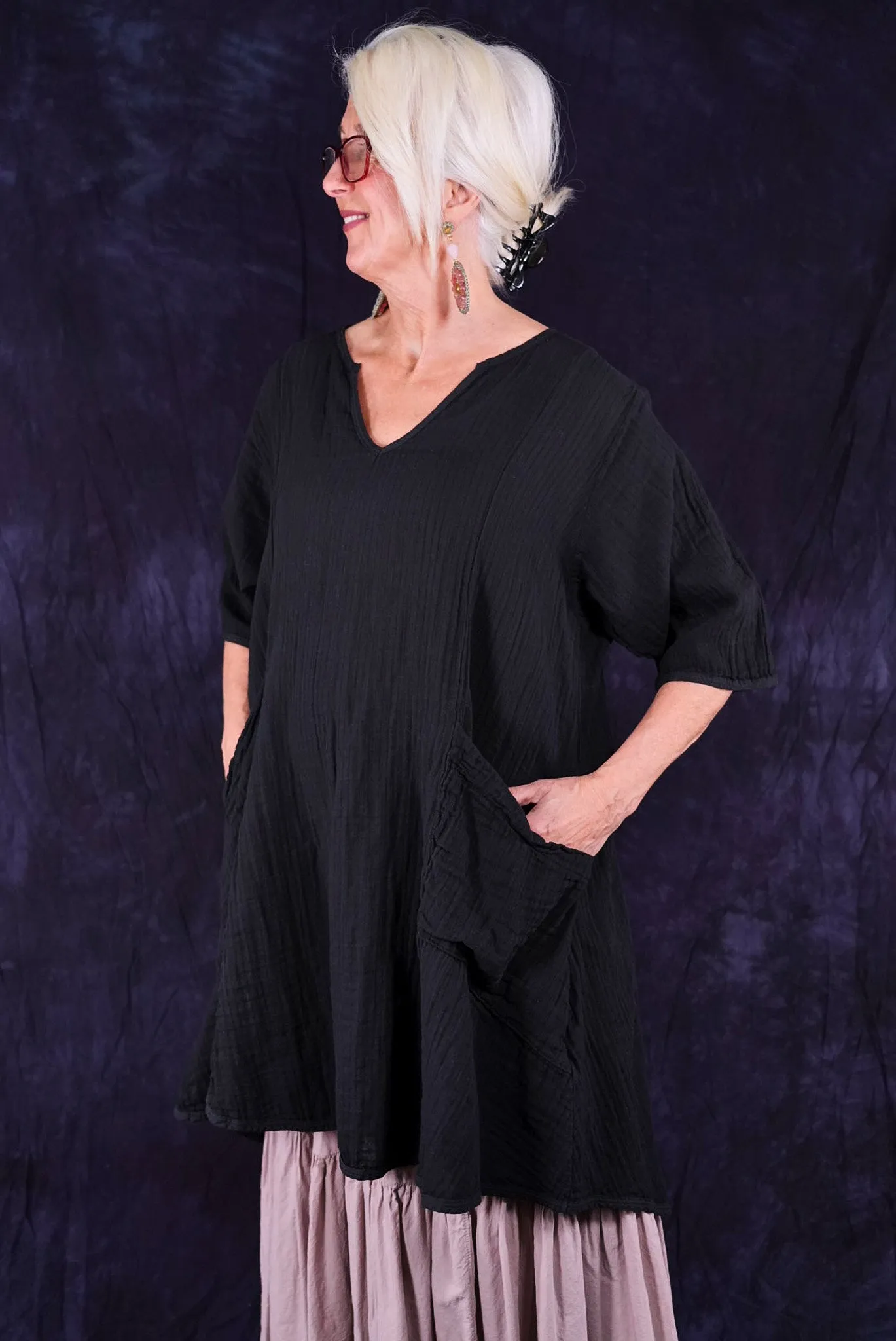 2309 Bliss Top Double Gauze Black-U