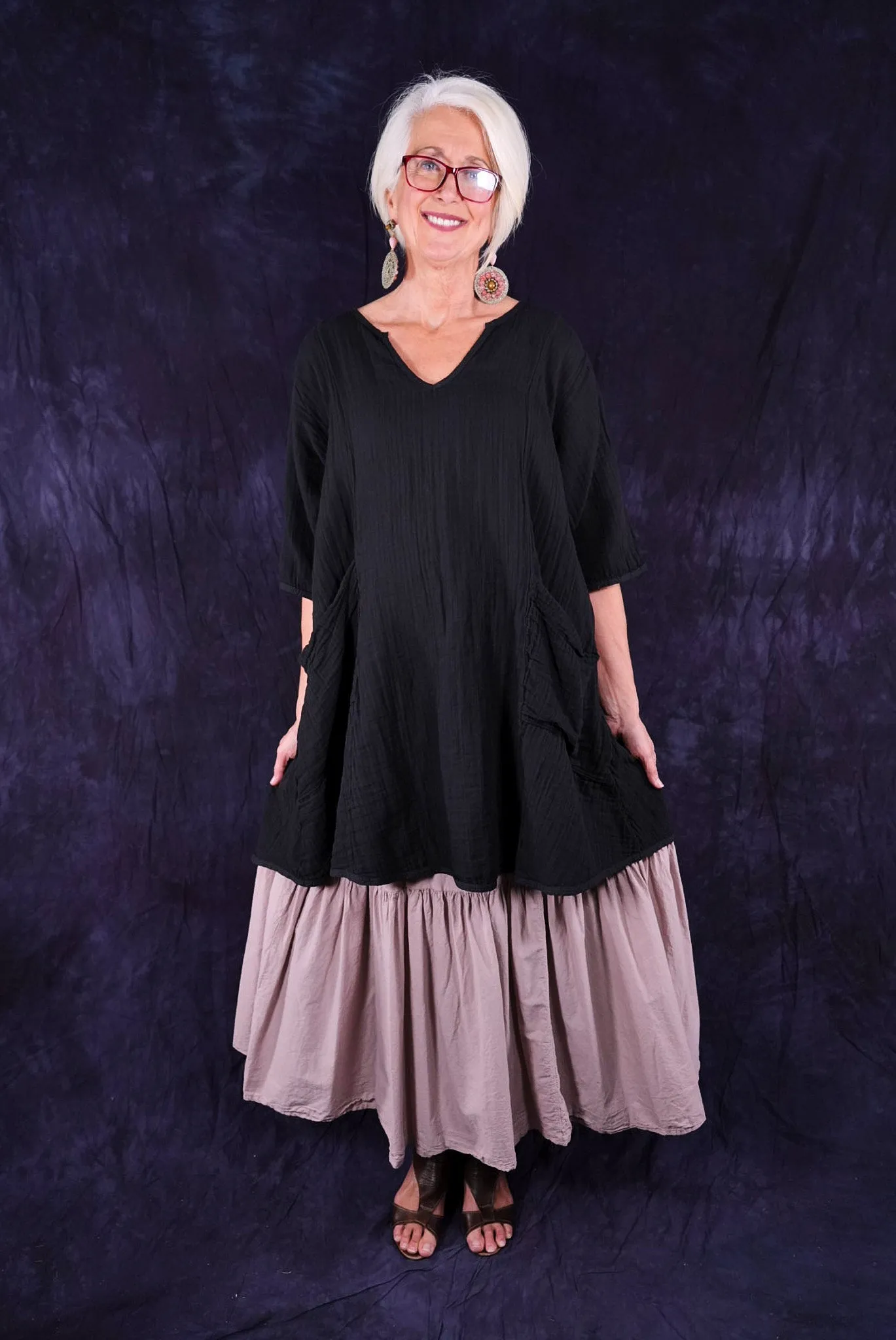 2309 Bliss Top Double Gauze Black-U