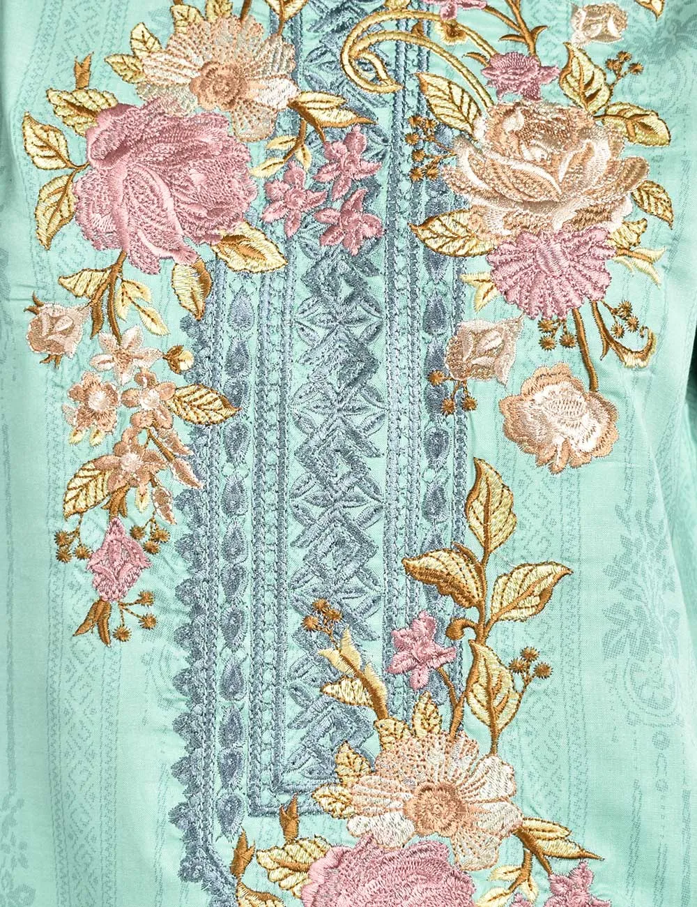 3 Pc Unstitched Linen Printed & Embroidered Dress with Printed Wool Shawl Dupatta - Empyrean (KL-03)