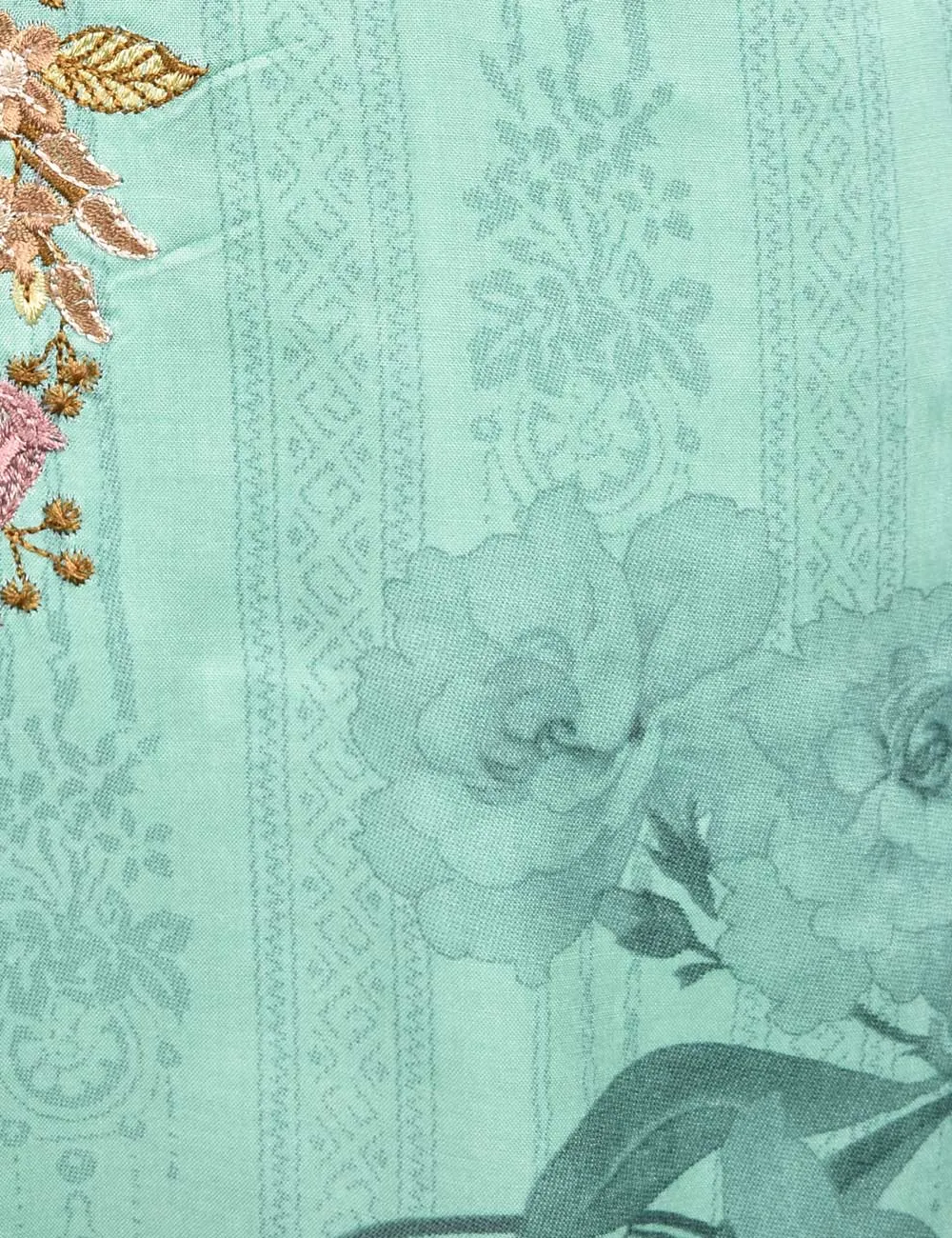 3 Pc Unstitched Linen Printed & Embroidered Dress with Printed Wool Shawl Dupatta - Empyrean (KL-03)