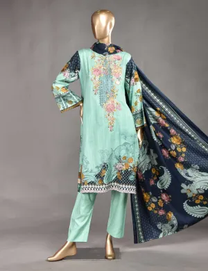 3 Pc Unstitched Linen Printed & Embroidered Dress with Printed Wool Shawl Dupatta - Empyrean (KL-03)