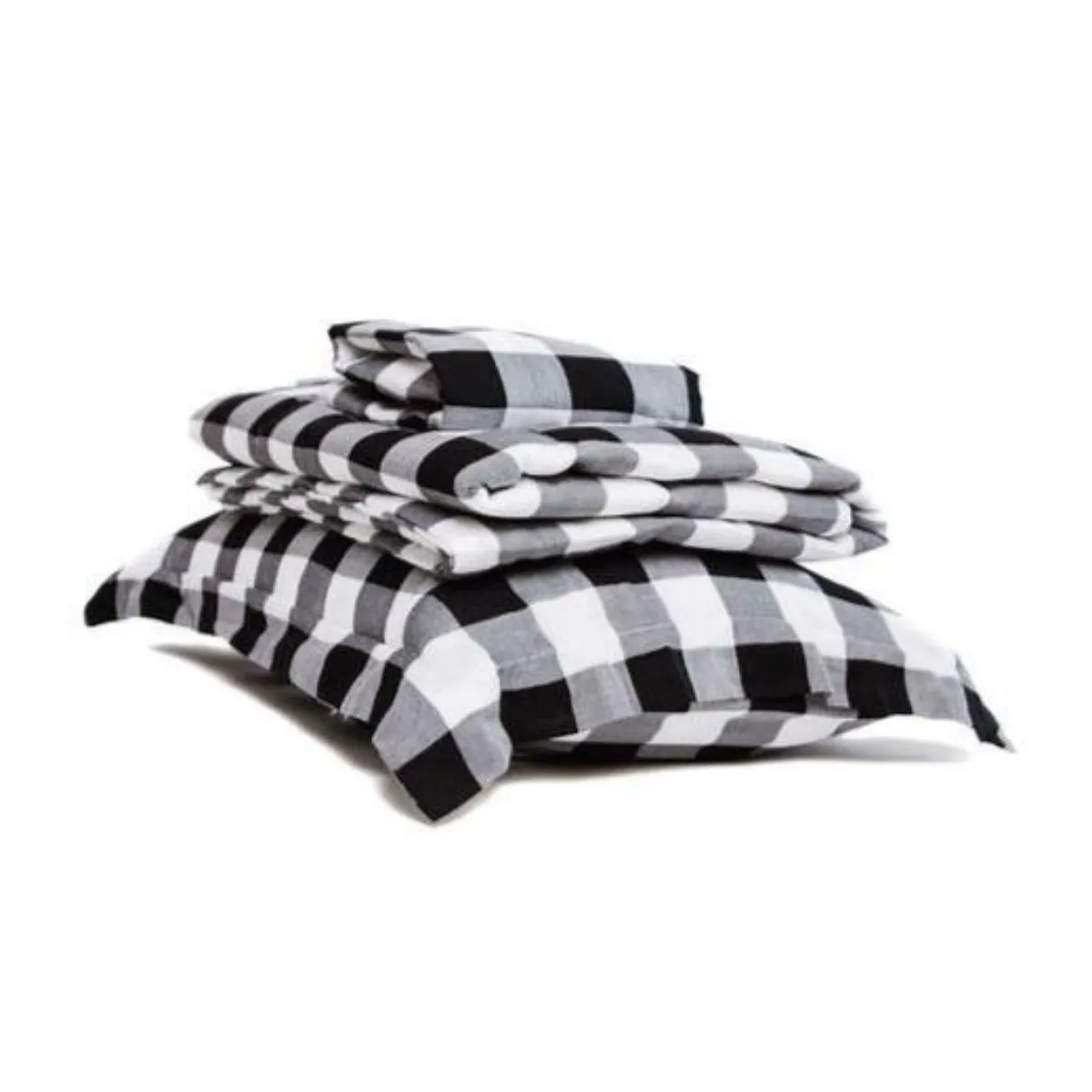 3 Piece Crib Set - Black and White Buffalo Check