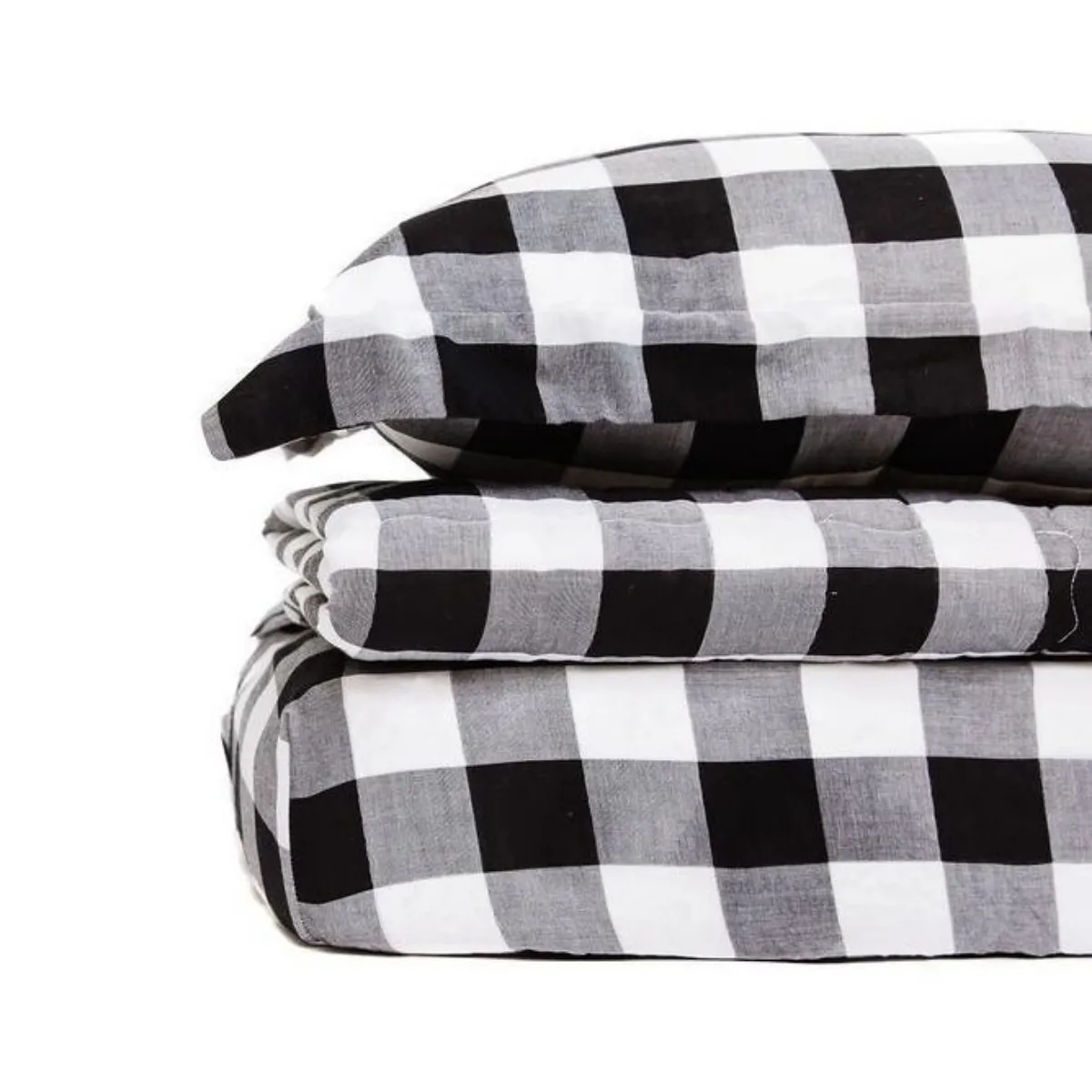 3 Piece Crib Set - Black and White Buffalo Check