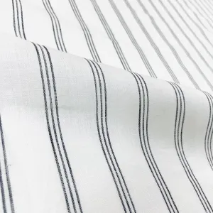 3 Thin Dark Grey Striped 100% Natural Linen Fabric By The Yard/CL1044