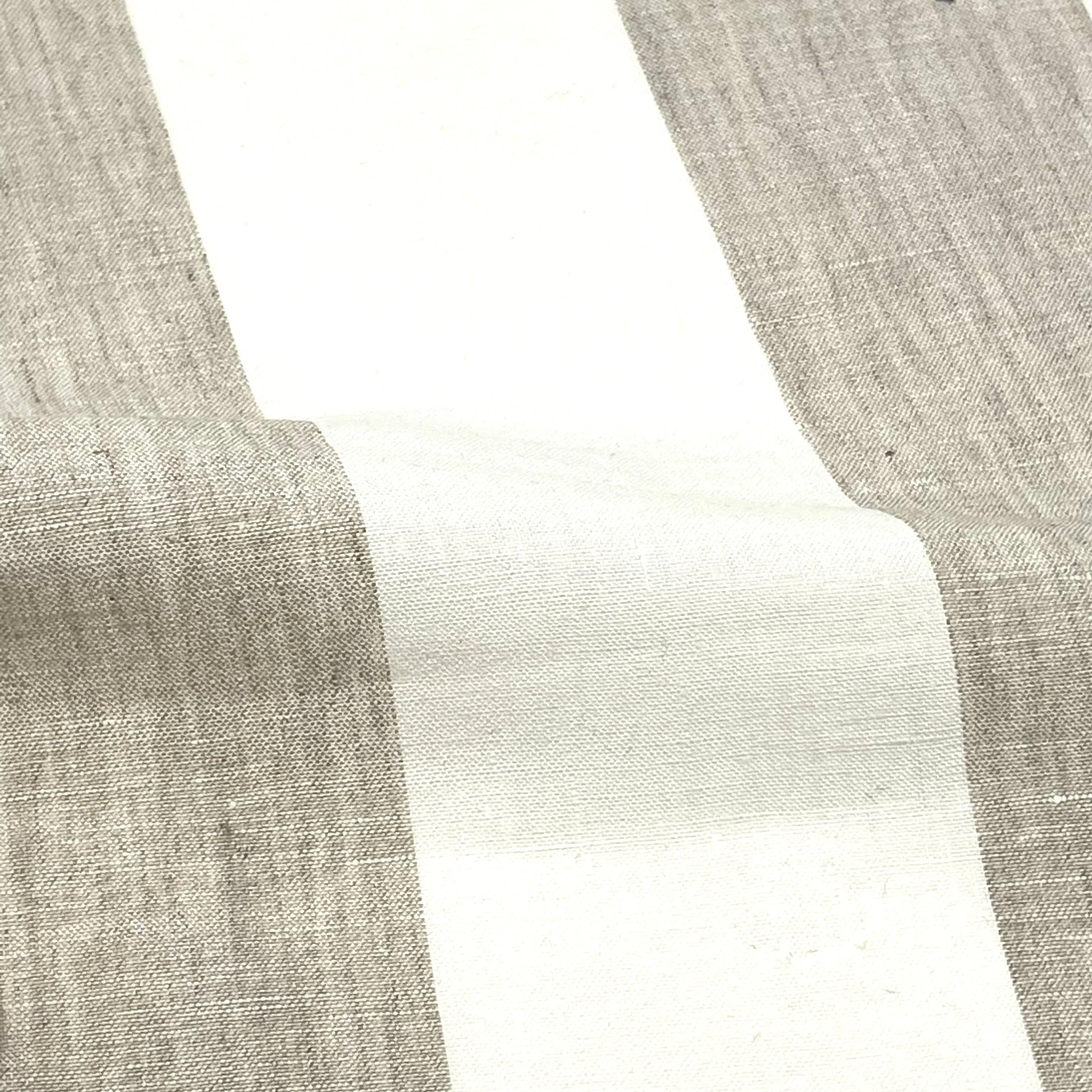 3" Stripe 100% Natural Linen Fabric By The Yard/CL1055