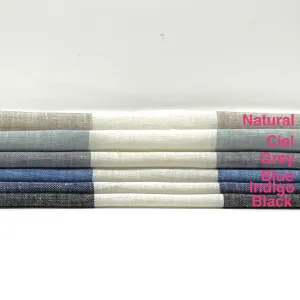 3" Stripe 100% Natural Linen Fabric By The Yard/CL1055