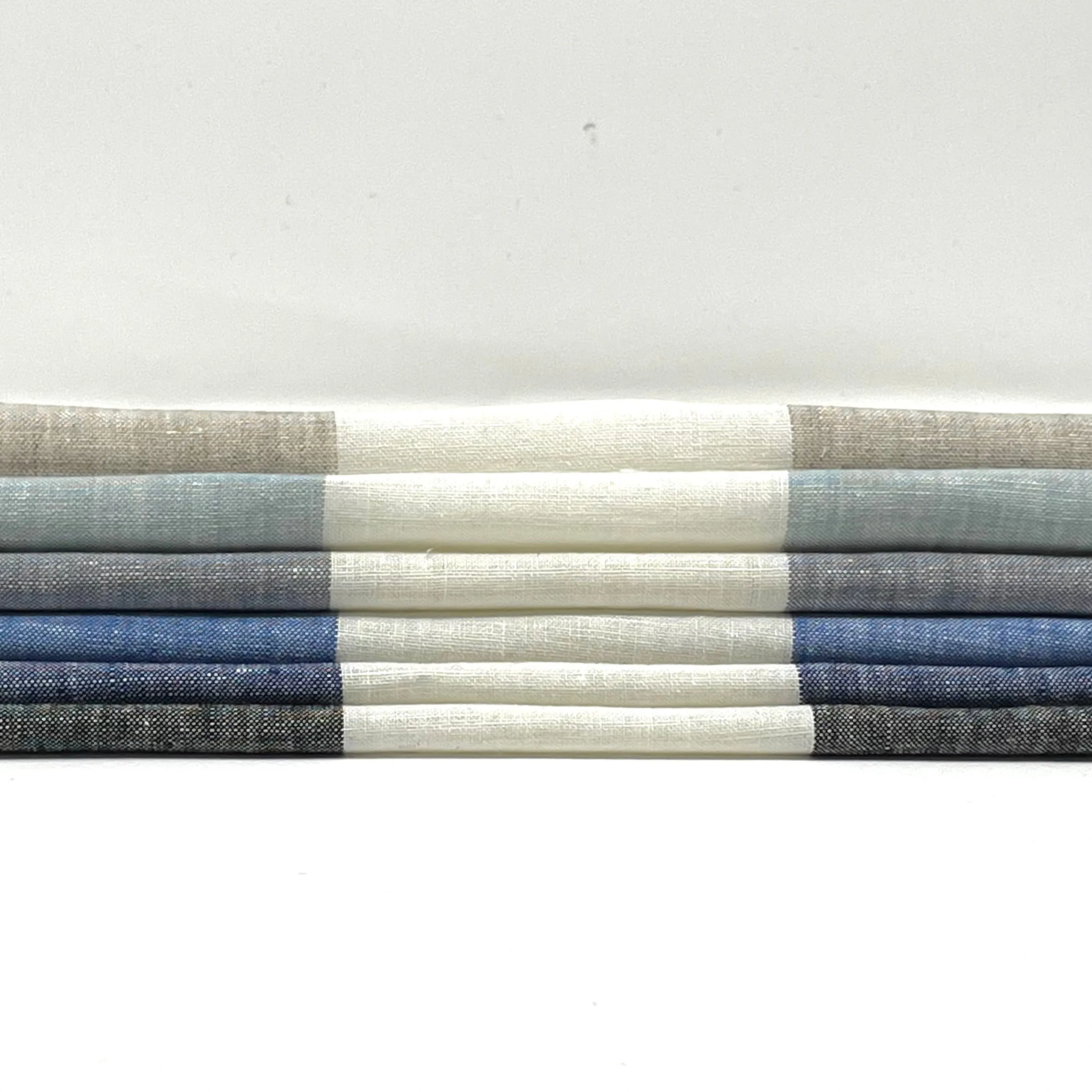 3" Stripe 100% Natural Linen Fabric By The Yard/CL1055