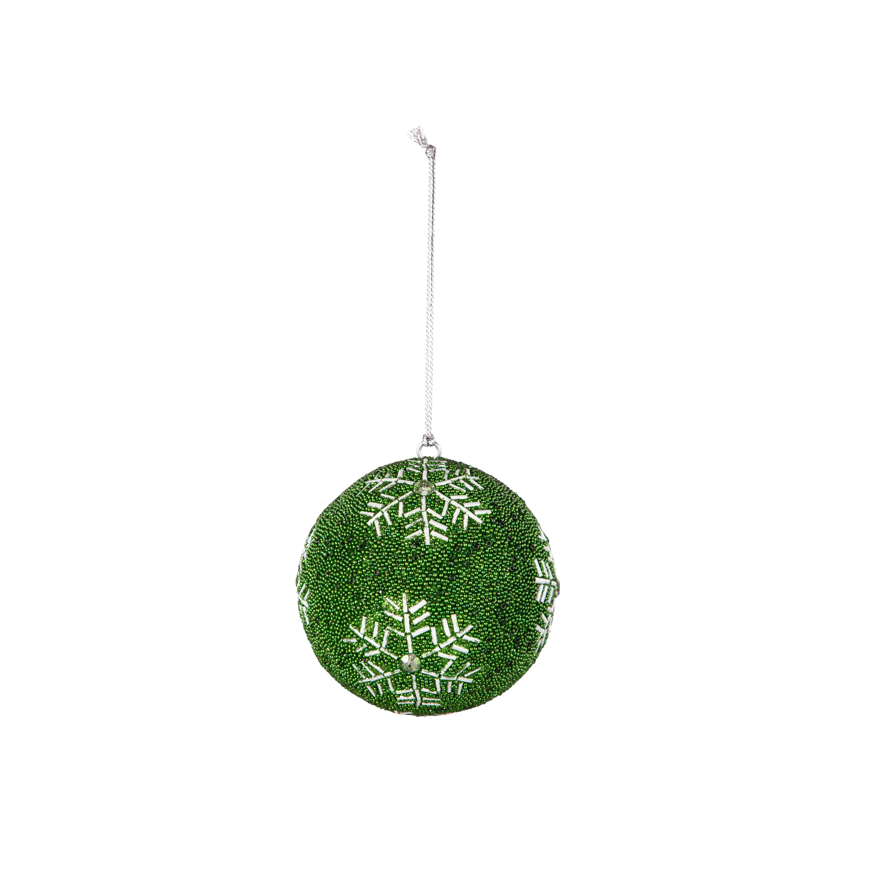4" Round Beaded Snowflake Design Ornament,3orn082