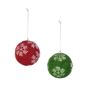 4" Round Beaded Snowflake Design Ornament,3orn082