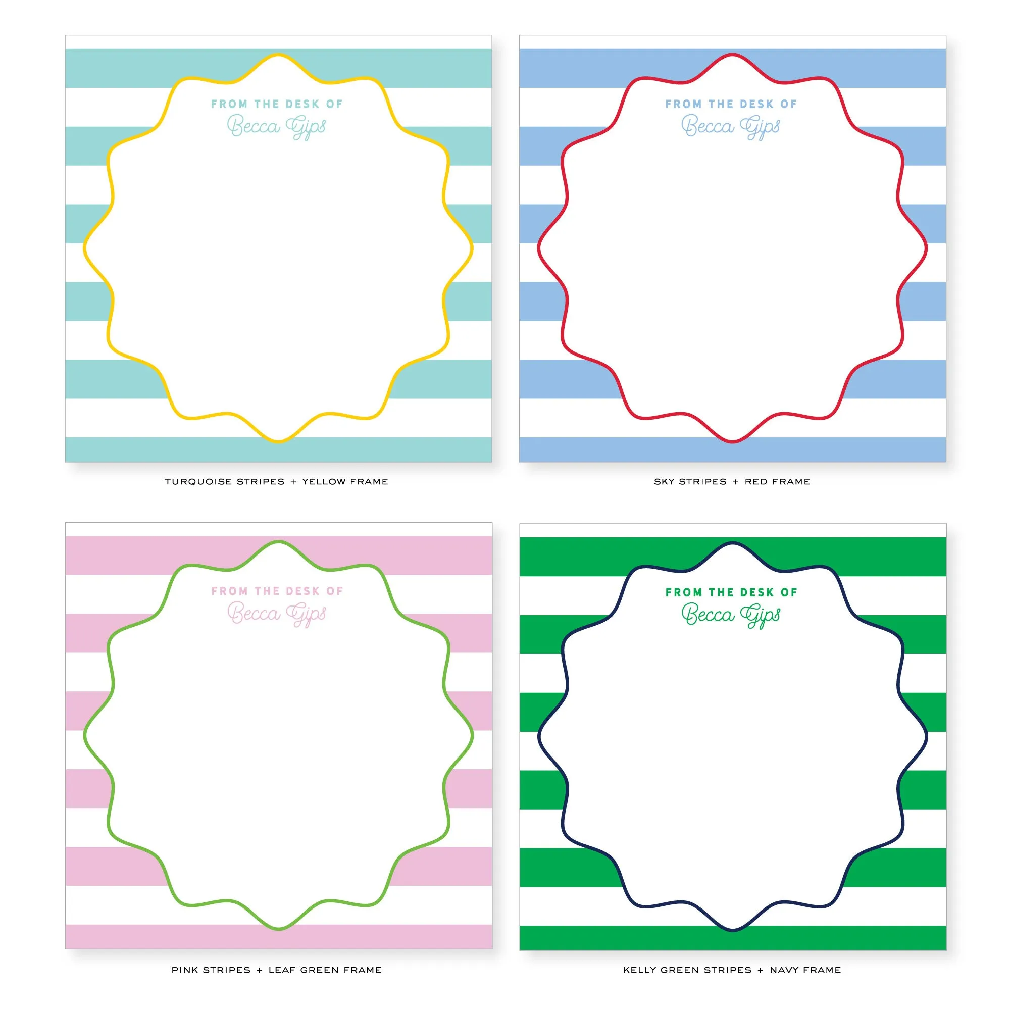 5.5" Square Notepad | stripes   scallops