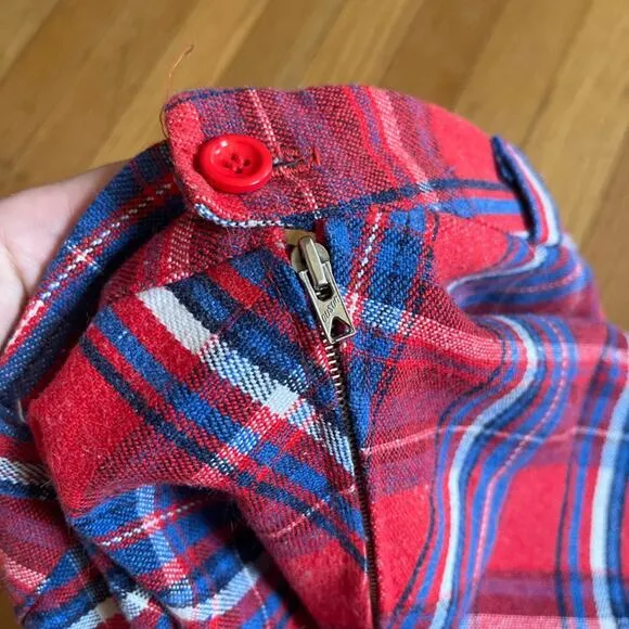 70s Vintage Plaid A Line Skirt