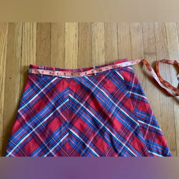 70s Vintage Plaid A Line Skirt