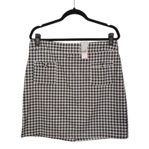 7TH AVENUE NEW YORK &amp; CO Black White Gingham Plaid Print Skirt 12 Large NWT