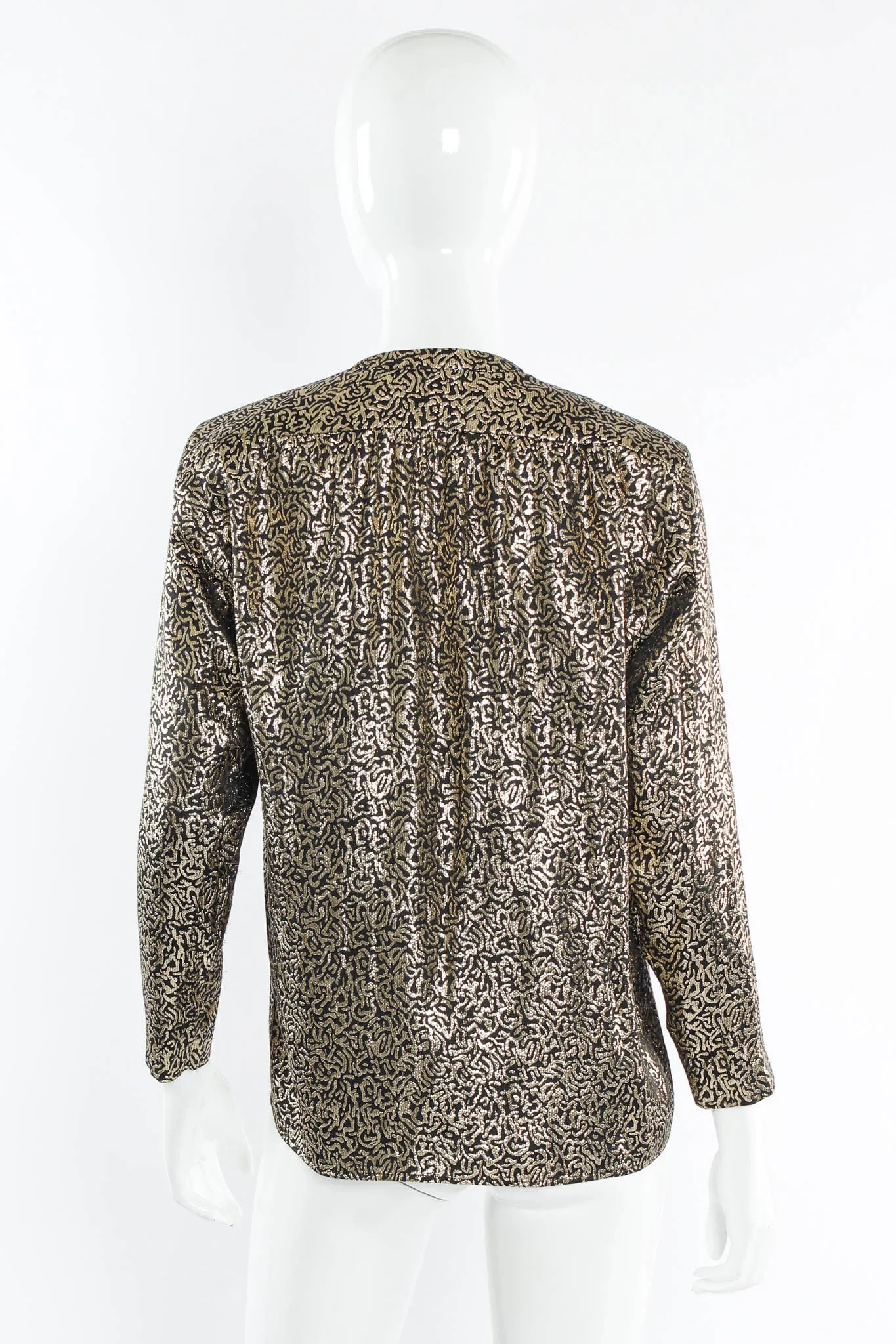 Abstract Lamé Open Wrap Blouse