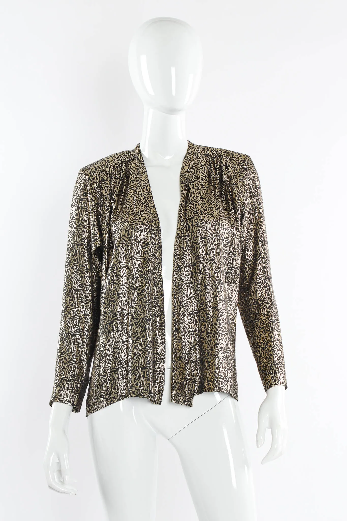 Abstract Lamé Open Wrap Blouse