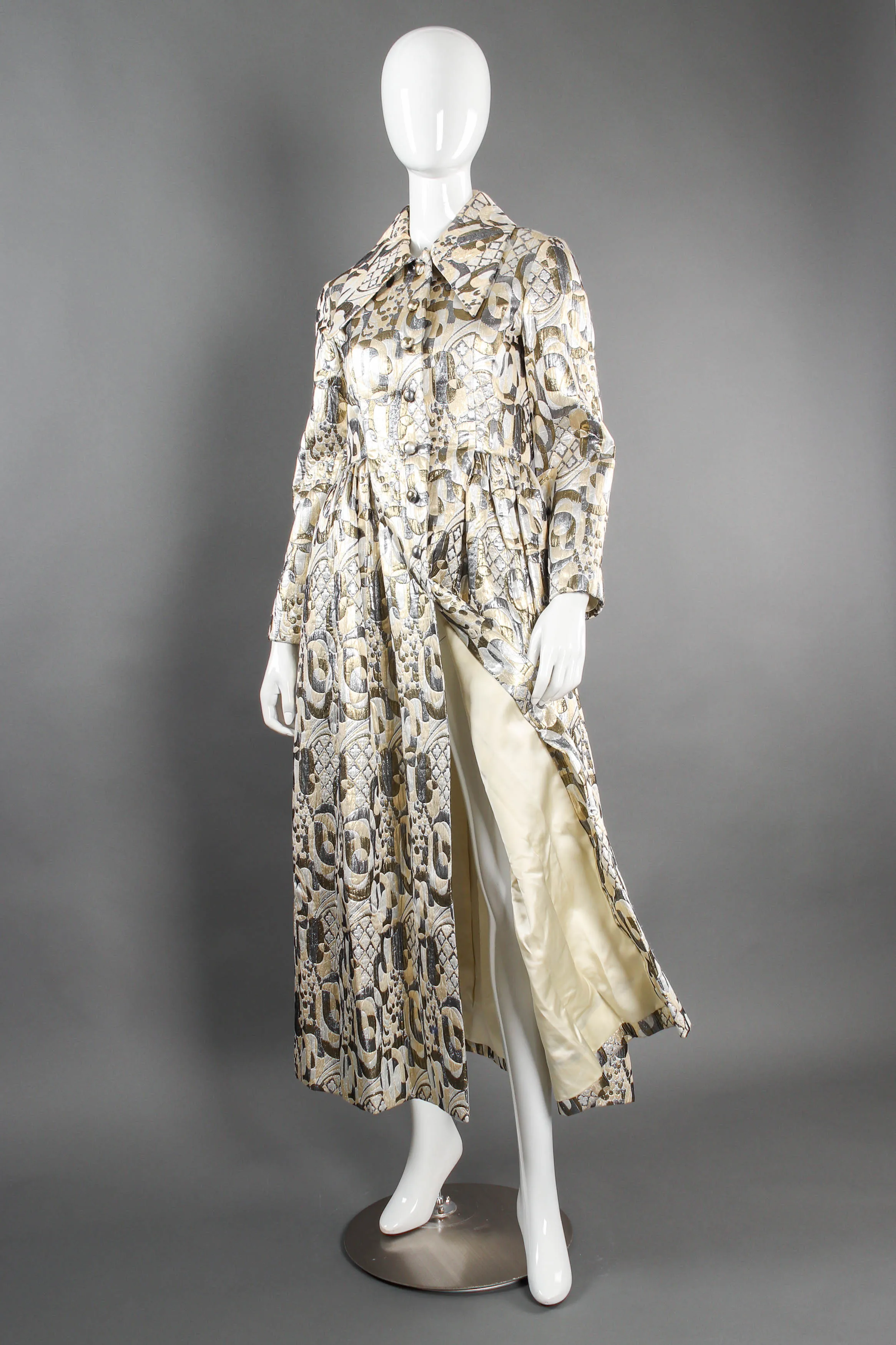 Abstract Quilted Metallic Brocade Coat