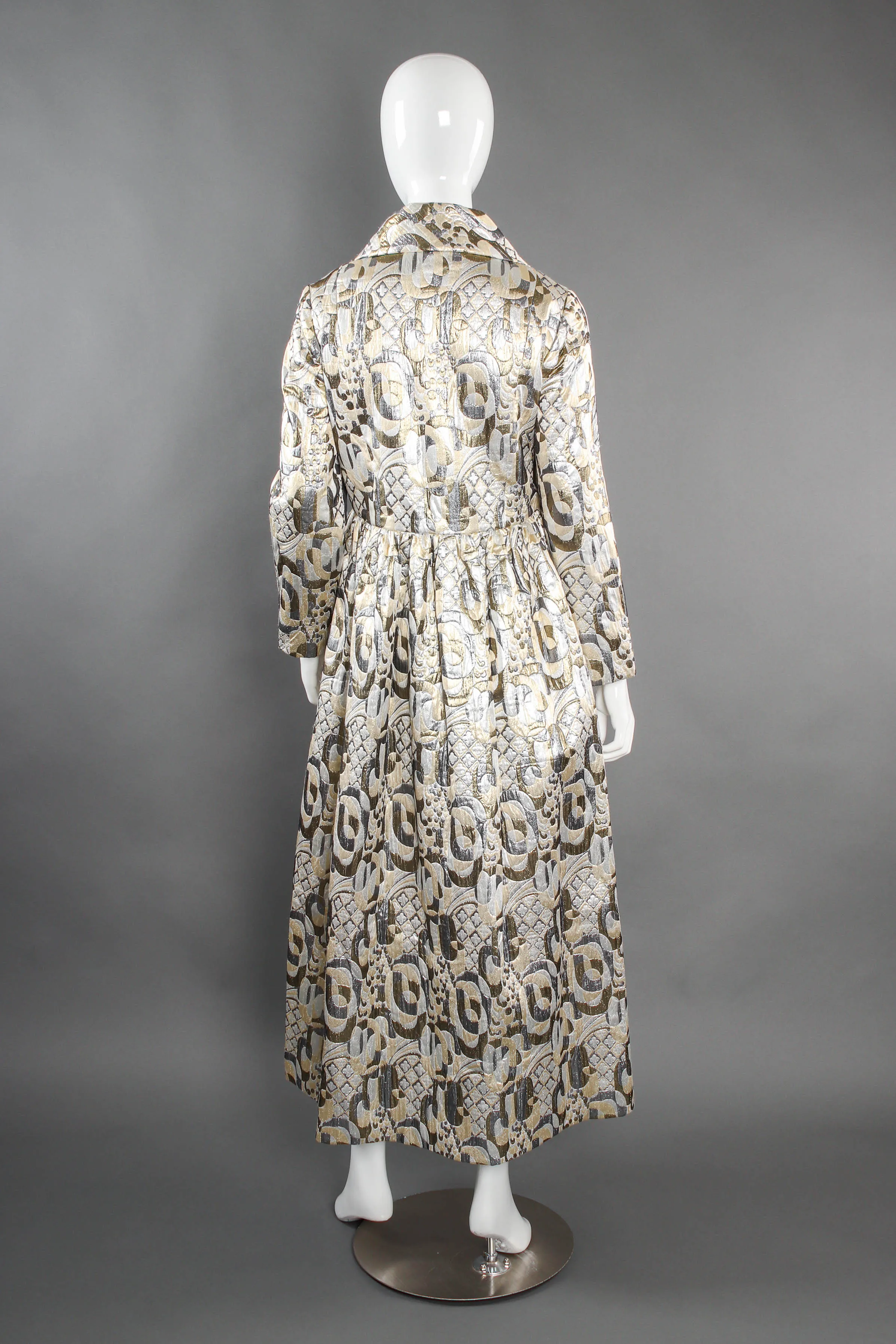 Abstract Quilted Metallic Brocade Coat