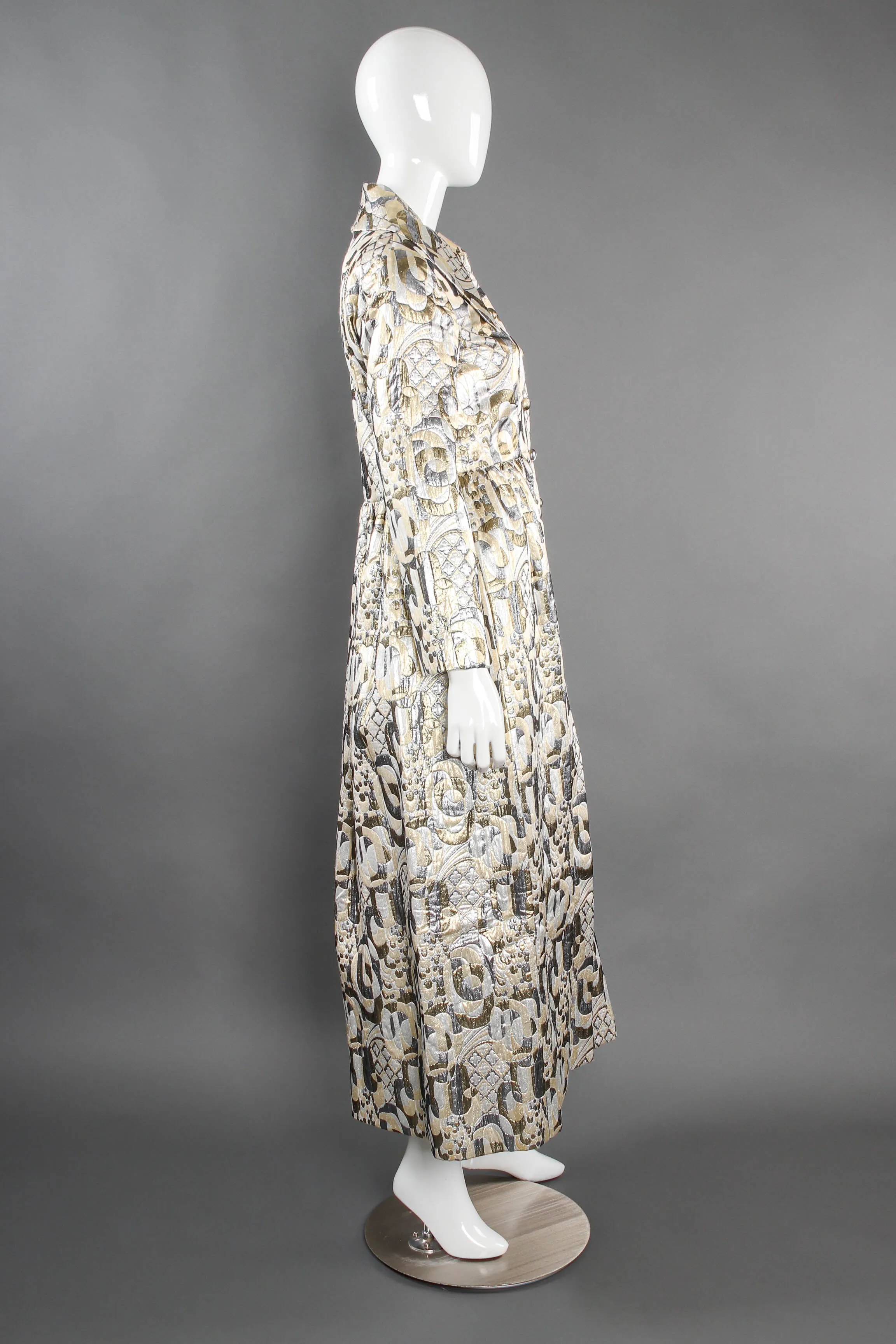 Abstract Quilted Metallic Brocade Coat