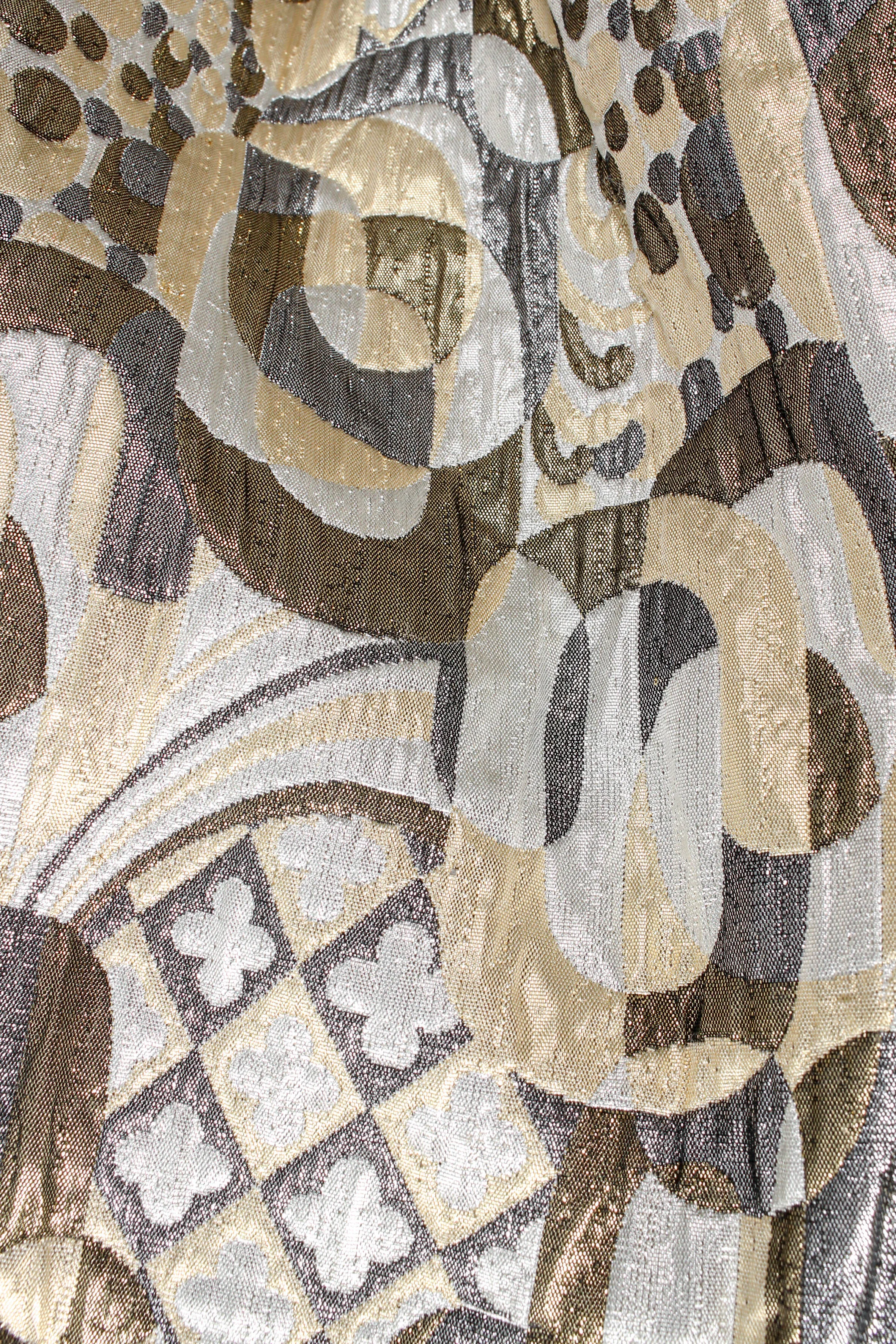 Abstract Quilted Metallic Brocade Coat