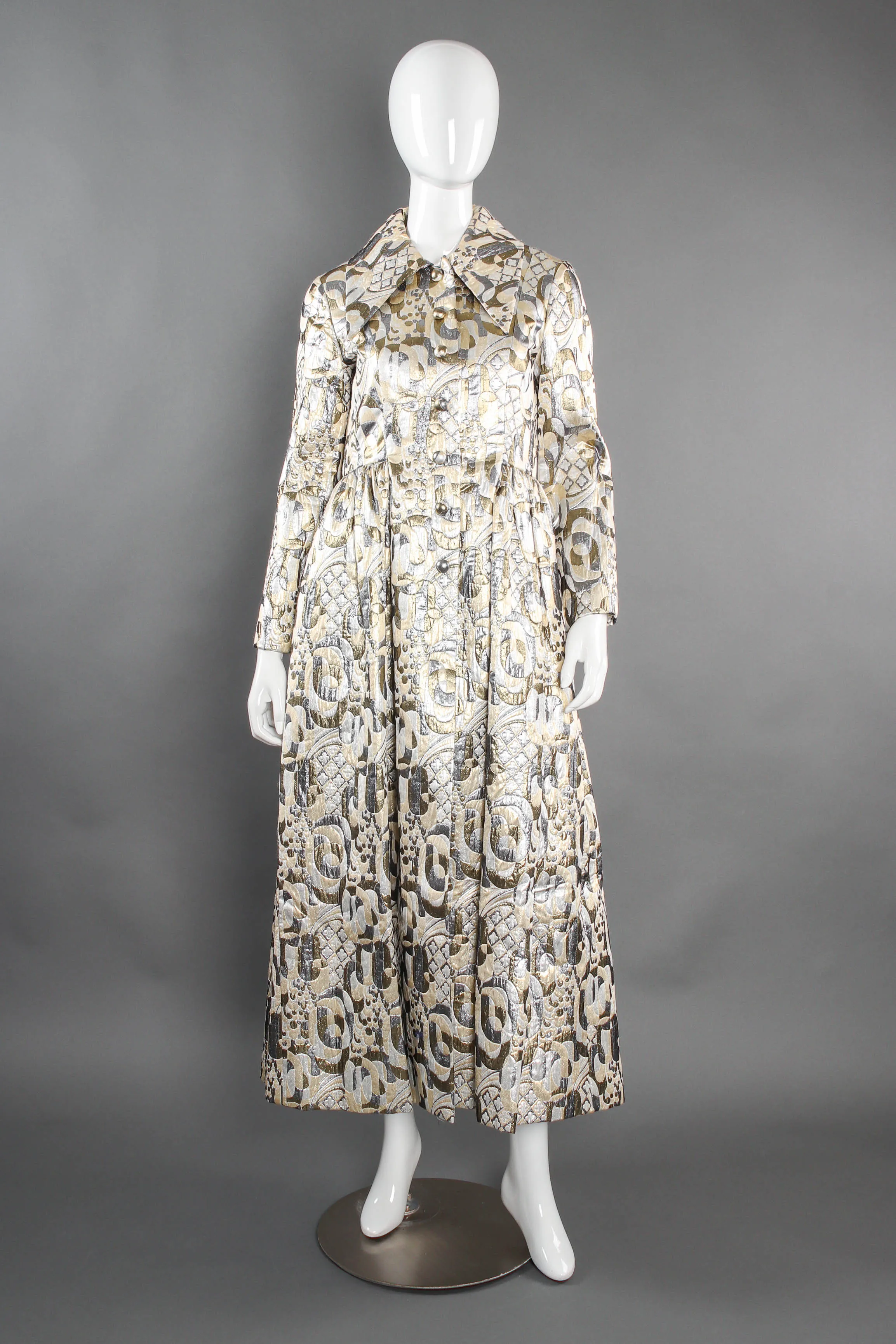 Abstract Quilted Metallic Brocade Coat