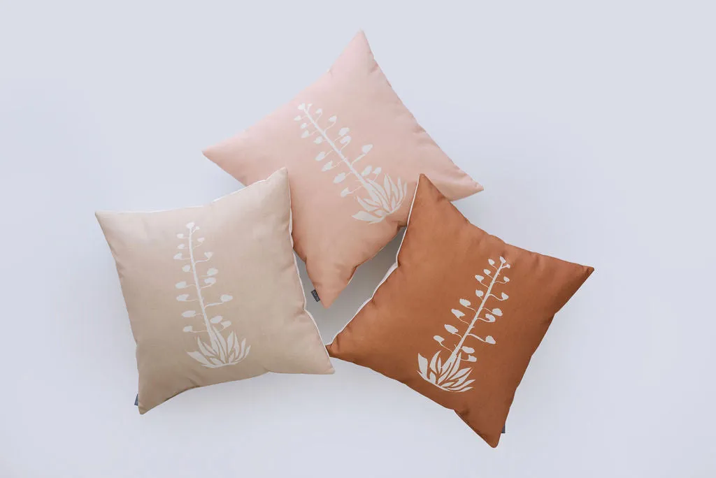 Agave Bloom Clay Brown Linen Pillow, College Student Gift, Christmas Gift, Mother's Day Gift
