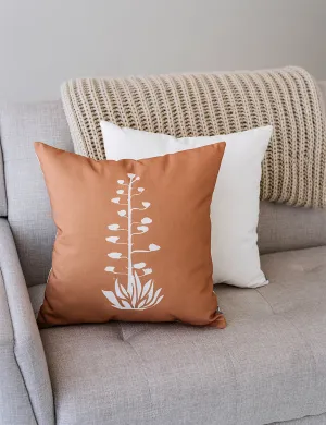 Agave Bloom Clay Brown Linen Pillow, College Student Gift, Christmas Gift, Mother's Day Gift