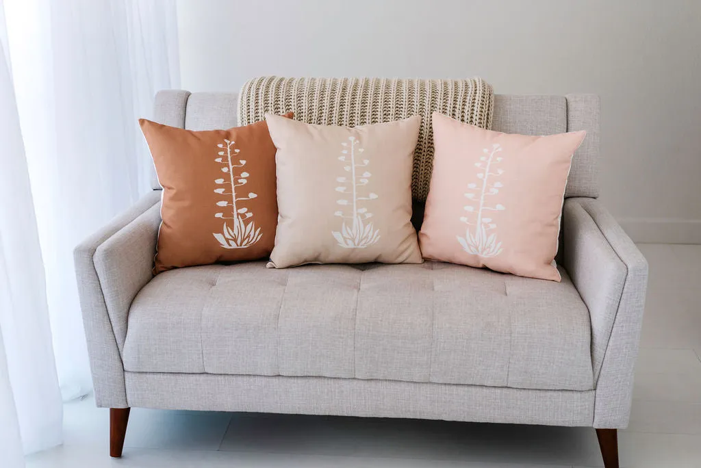 Agave Bloom Clay Brown Linen Pillow, College Student Gift, Christmas Gift, Mother's Day Gift