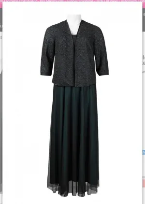 Alex Evenings 417224 Square Neck Metallic Knit Jacquard & Jersey Mesh Dress