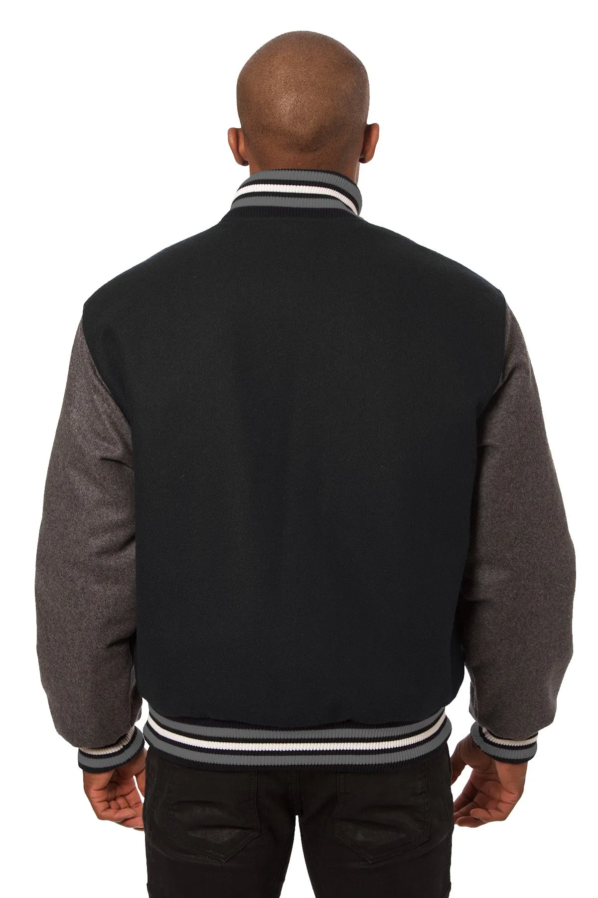 All-Wool Varsity Jacket in Black and Gray