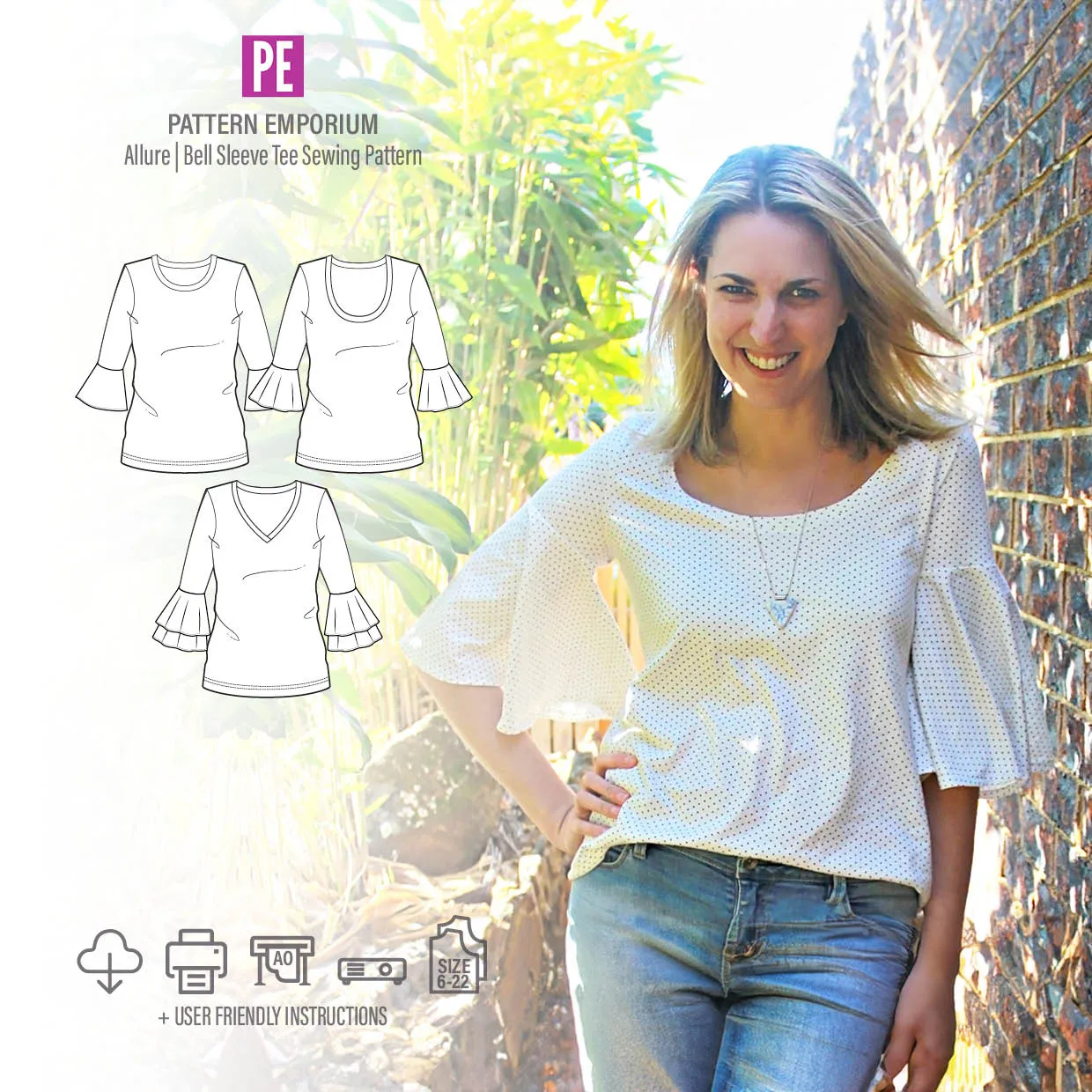 Allure | Bell Sleeve Top Sewing Pattern