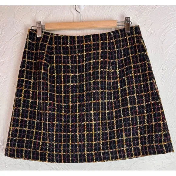 Anthropologie Hutch Windowpane Mini Skirt Tweed Dark Academia Preppy, Medium