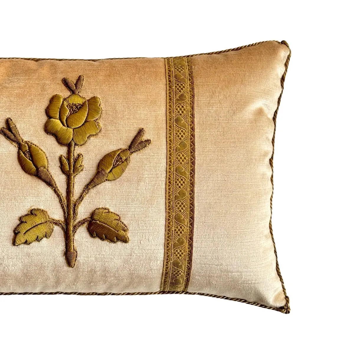 Antique European Raised Gold Metallic Embroidery (#E050724A&B | 12 x 18")