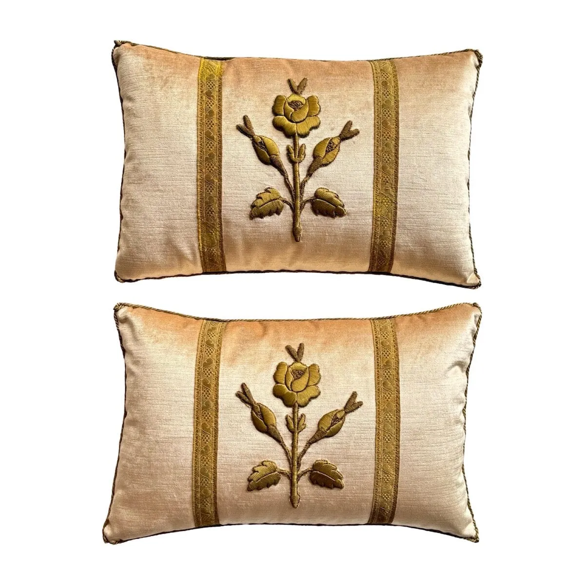 Antique European Raised Gold Metallic Embroidery (#E050724A&B | 12 x 18")