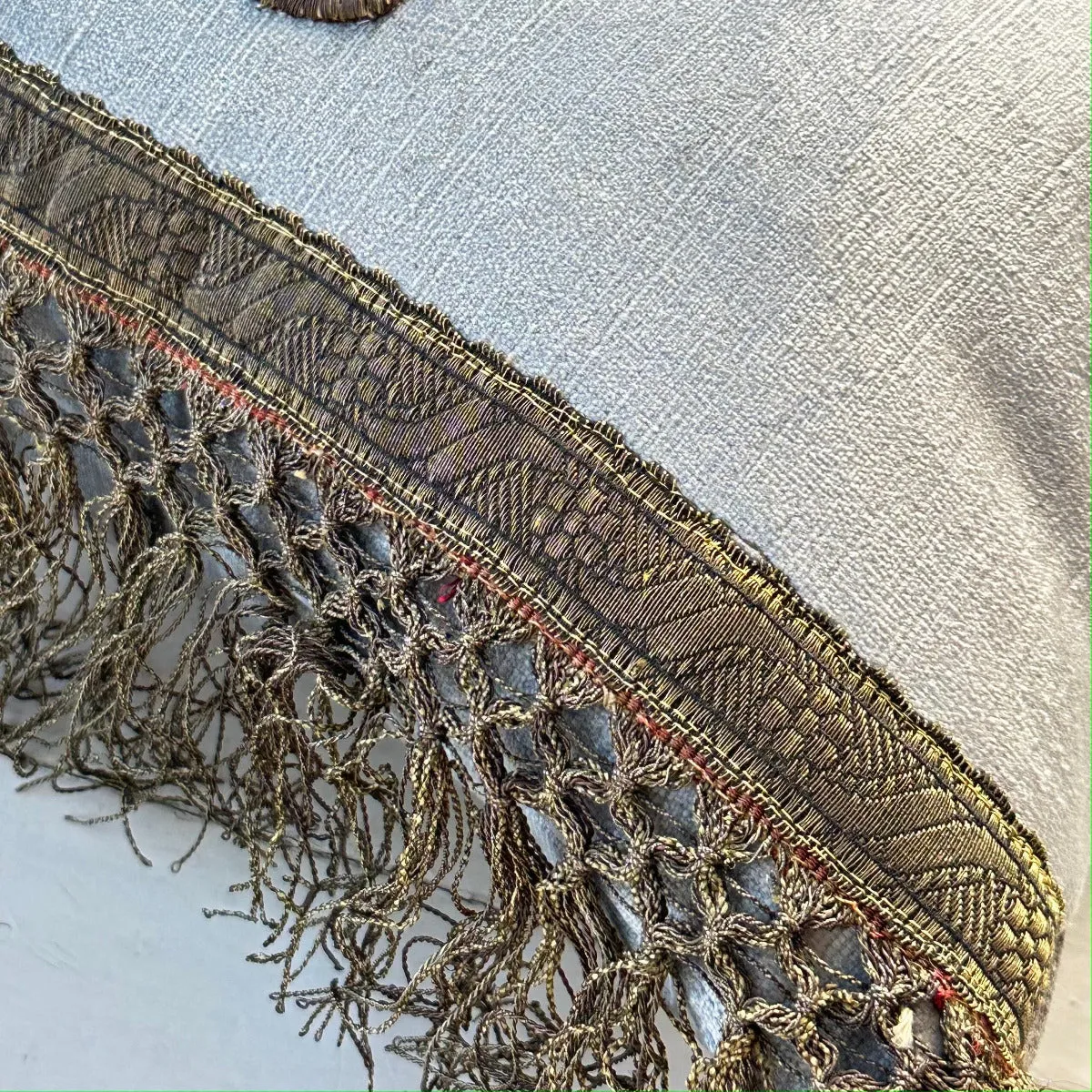 Antique Ottoman Empire Raised Gold Embroidery (#E092123A&B | 14 x 18")