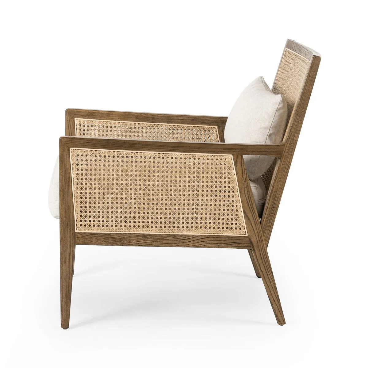 Antonia Cane Arm Chair, Toasted Parawood/Savile Flax