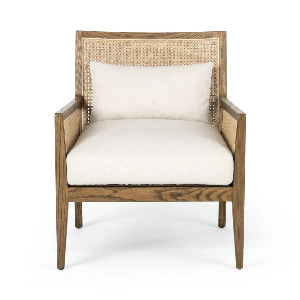 Antonia Cane Arm Chair, Toasted Parawood/Savile Flax