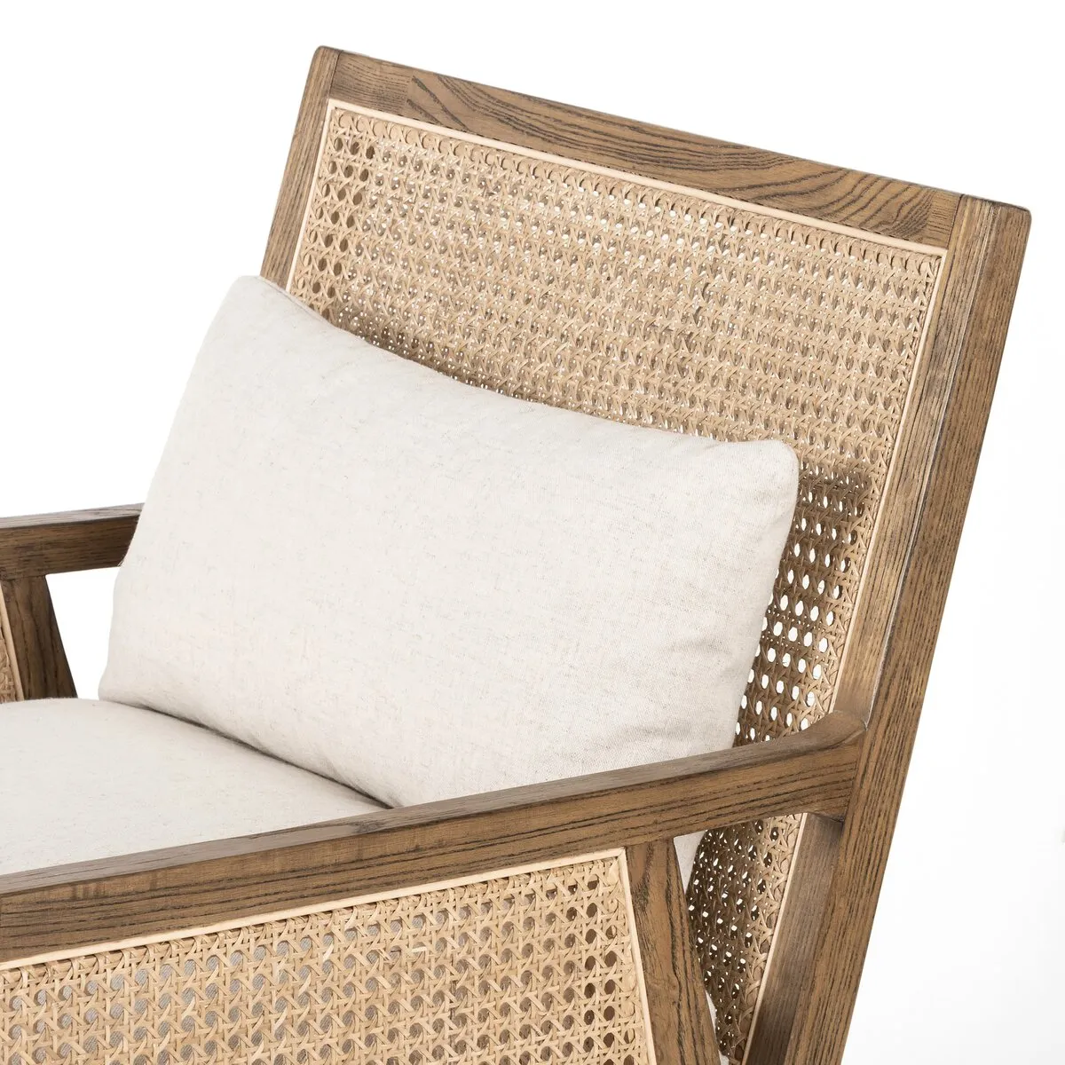 Antonia Cane Arm Chair, Toasted Parawood/Savile Flax
