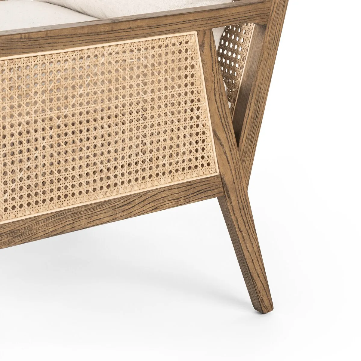 Antonia Cane Arm Chair, Toasted Parawood/Savile Flax