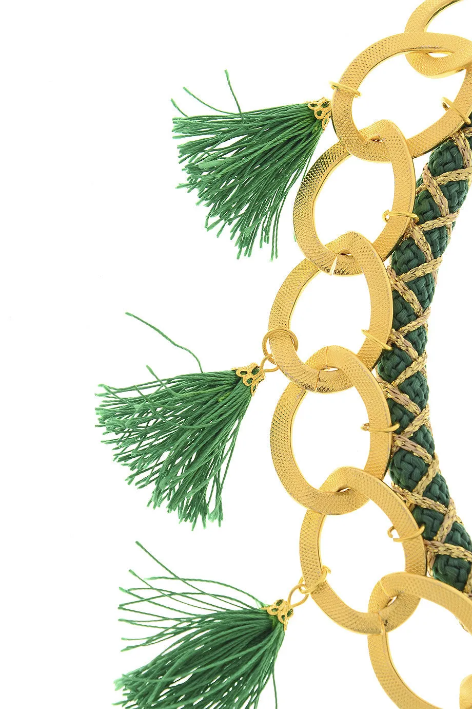 ARIELLE Green Chain Tassel Necklace