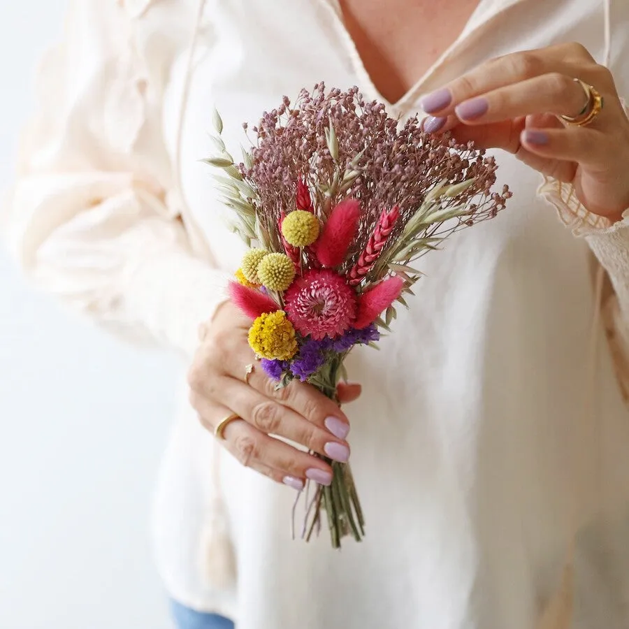 Assorted Colourful Dried Flower Posies (Wrapped)