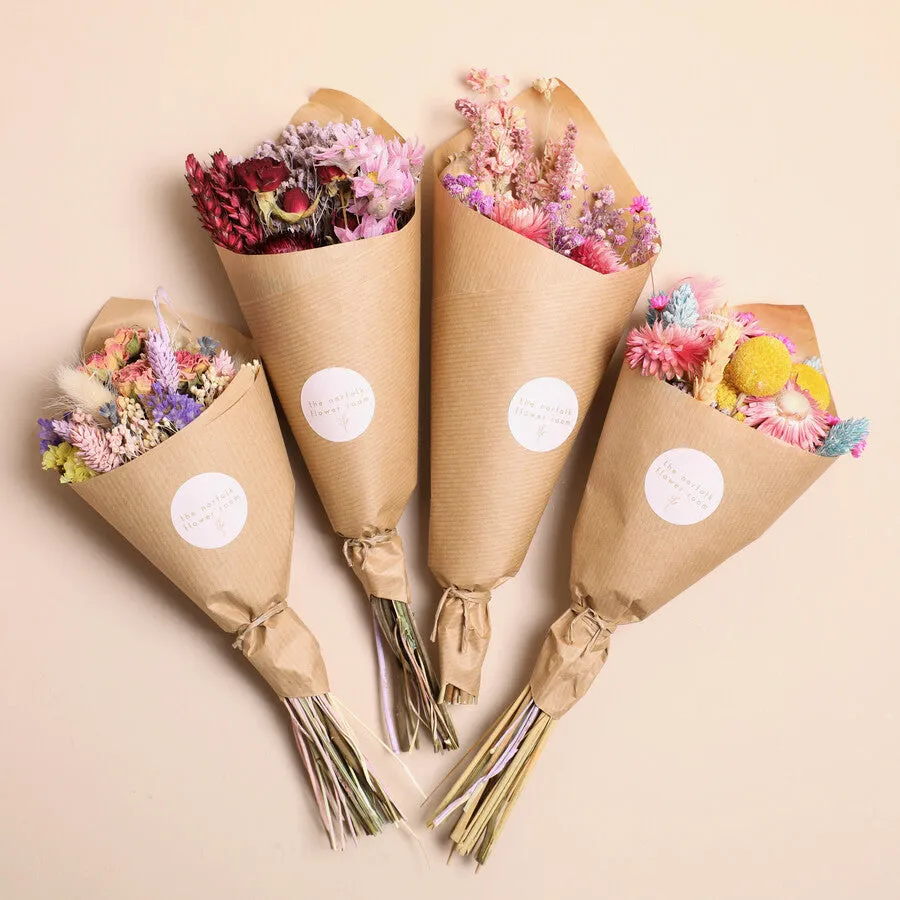 Assorted Colourful Dried Flower Posies (Wrapped)