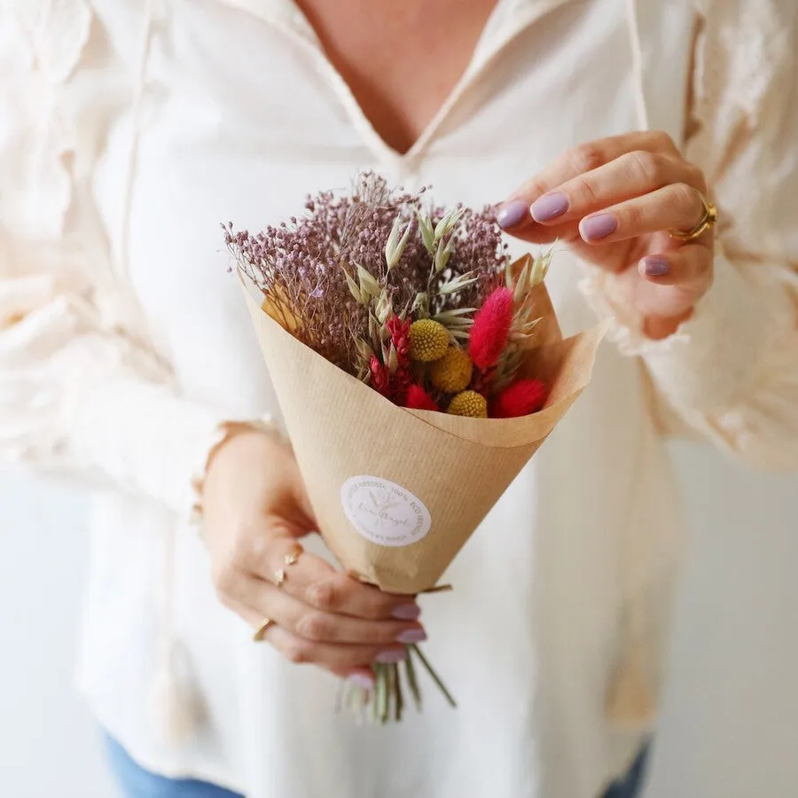 Assorted Colourful Dried Flower Posies (Wrapped)