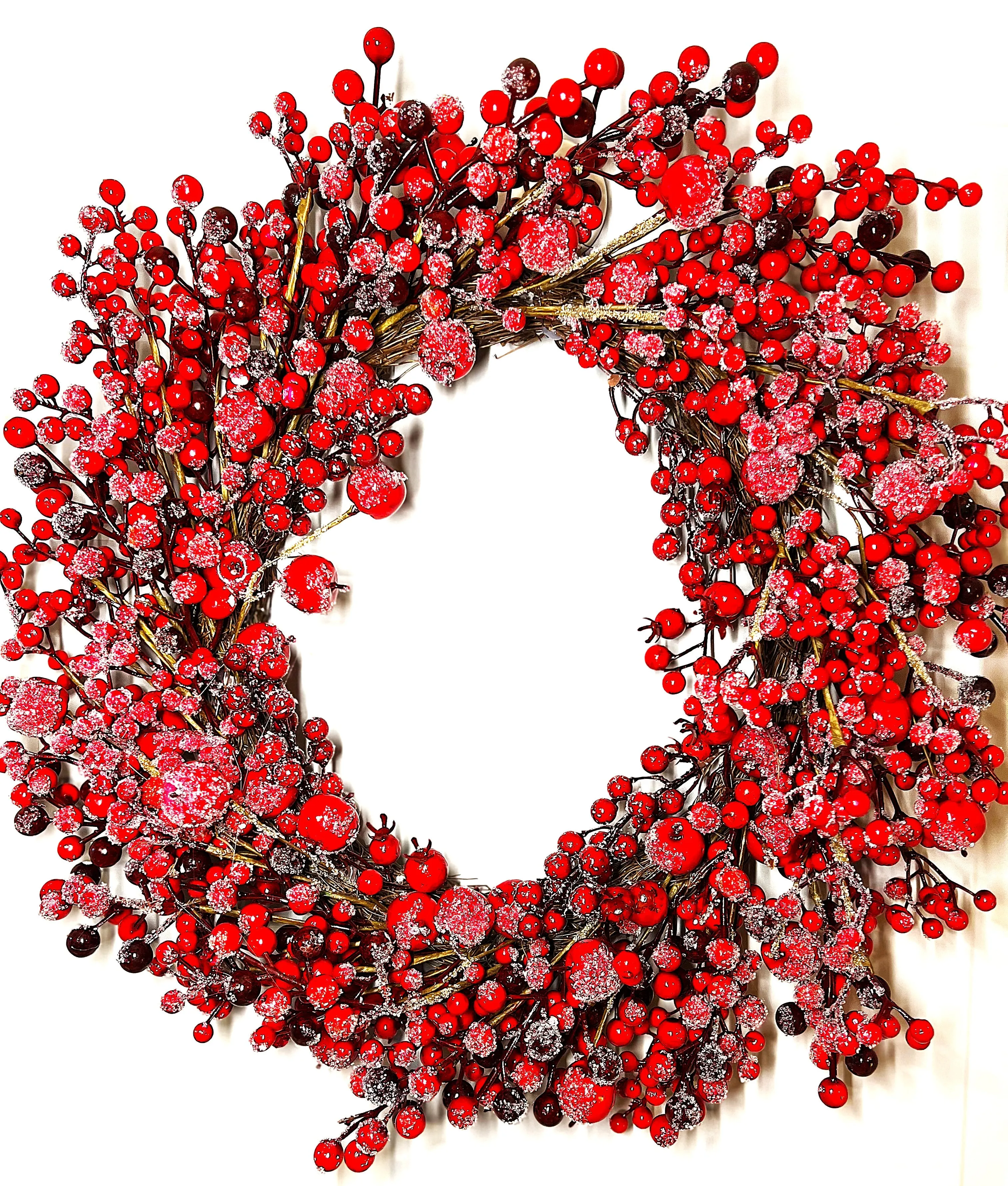 Berry Xmas Flocked Berry Wreath 22" Diameter