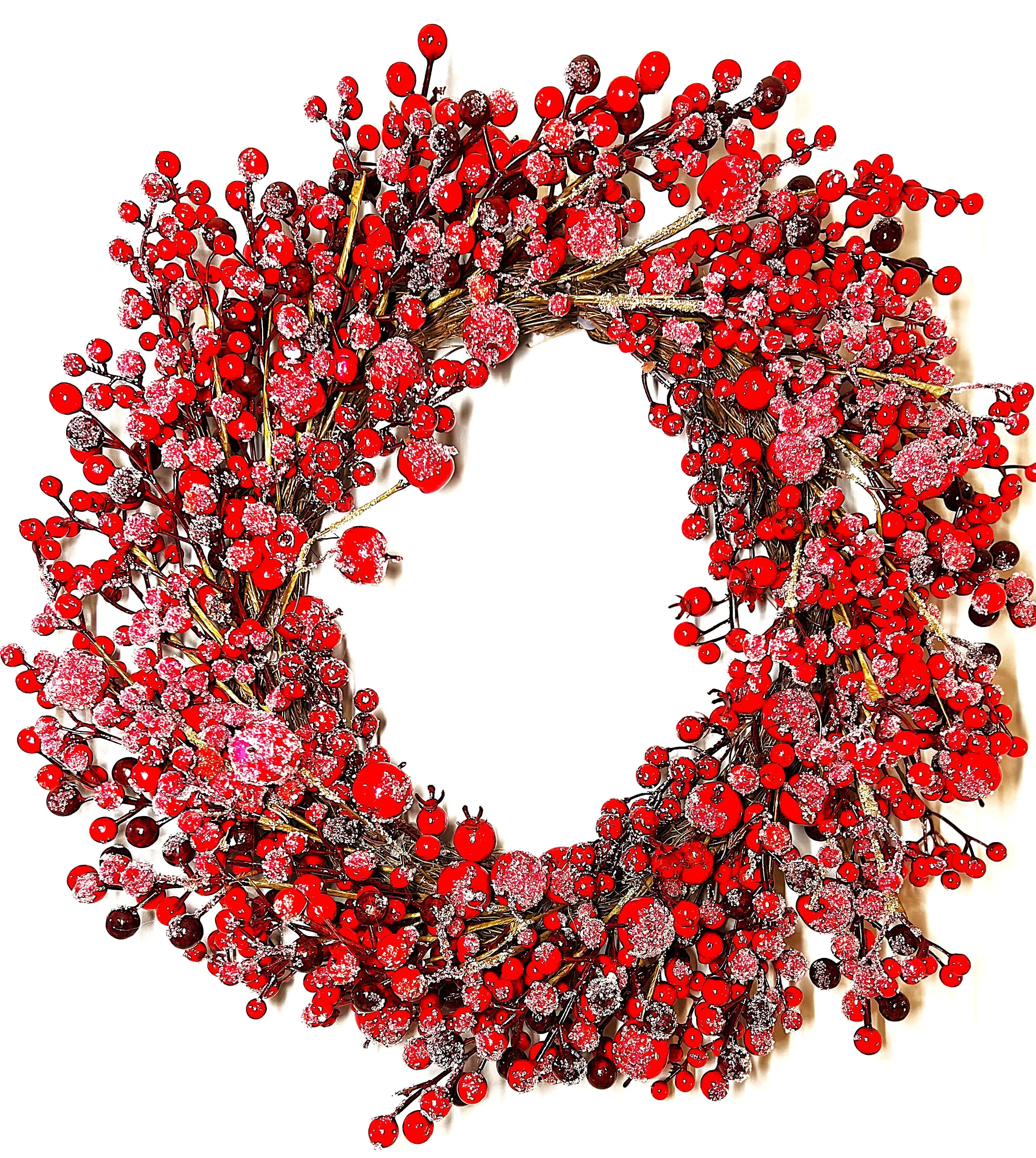 Berry Xmas Flocked Berry Wreath 22" Diameter