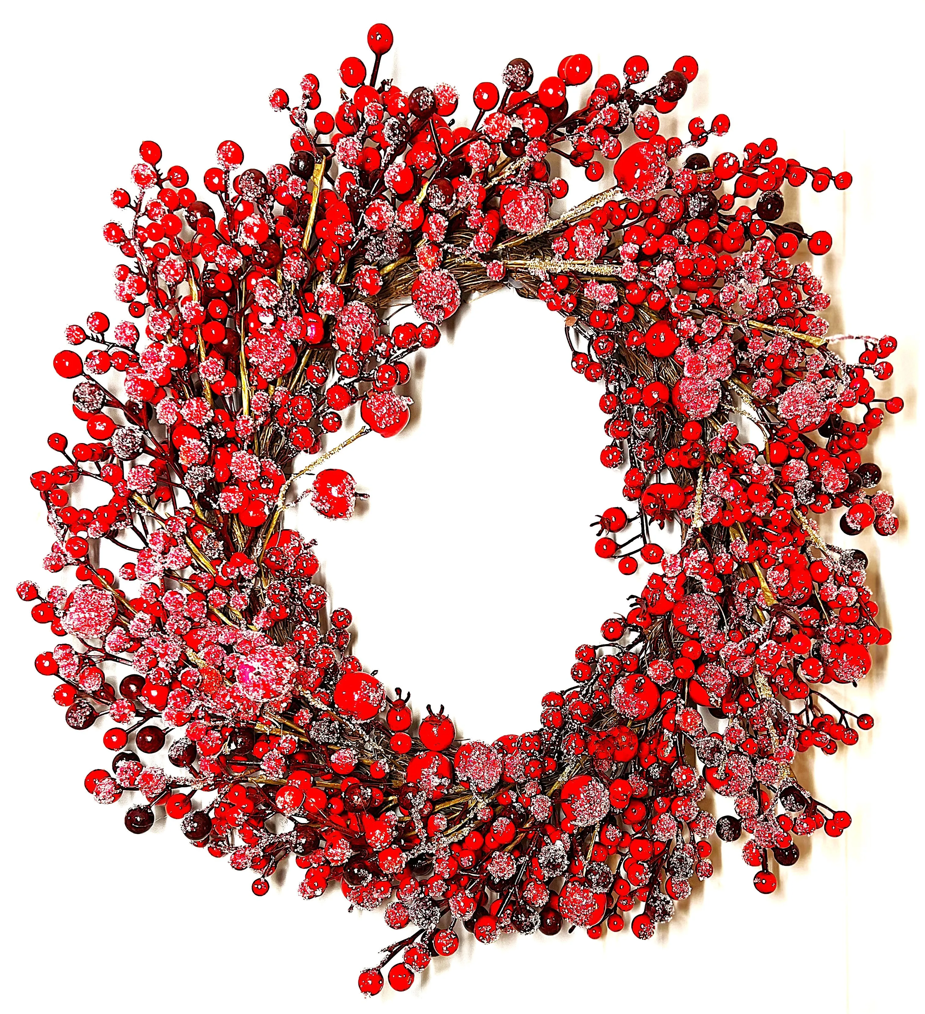 Berry Xmas Flocked Berry Wreath 22" Diameter