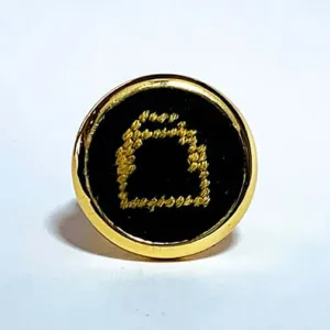 Black & Gold Stirrup Needlepoint  Ring